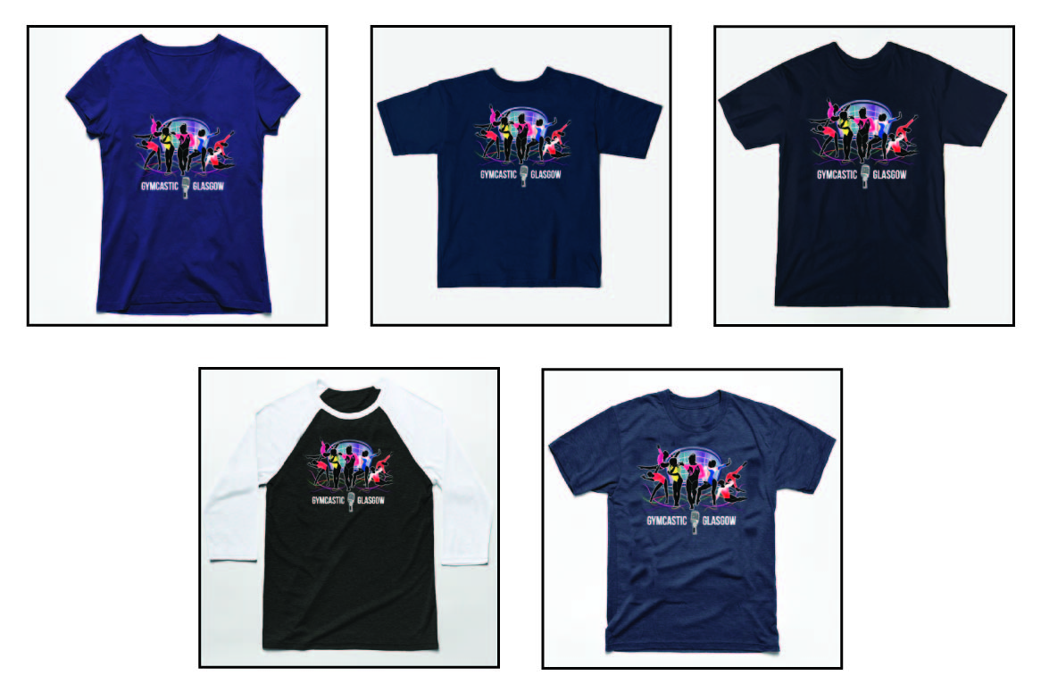 preview of gymcastic Glasgow scotland baseball and v-neck shirts