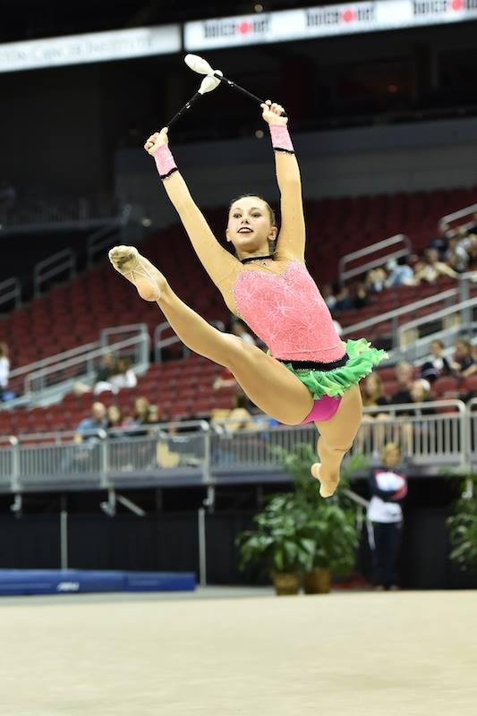 Catherine Gonzalez rhythmic watermelon leotard