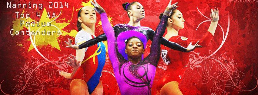 illustration of Larisa Iordache, Simone Biles, Kyla Ross and Aliya Mustafina 