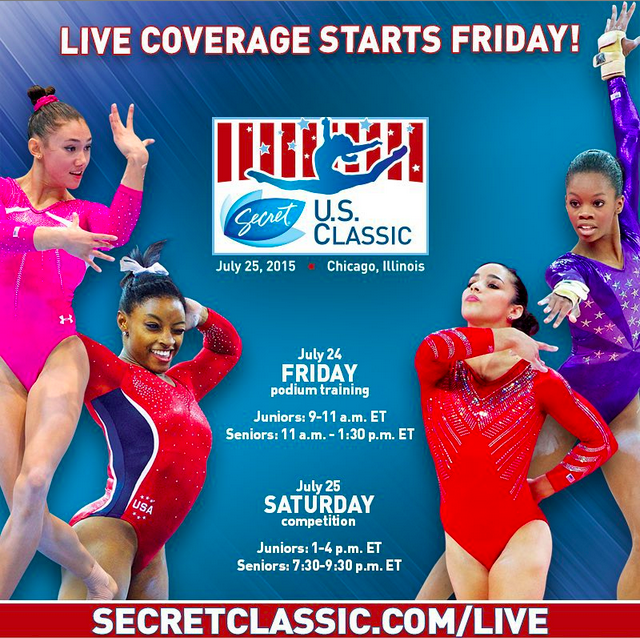 2015 us secret classic gymnastics live schedule