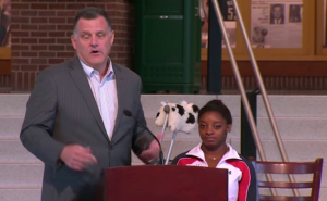 Simone Biles press conference with Steve Penny 2015