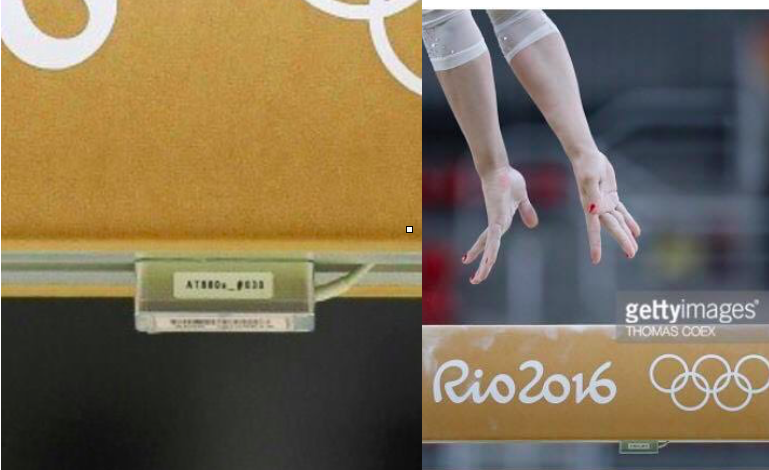 mic stuck to underside of balance beam during olympic games in rio 2016