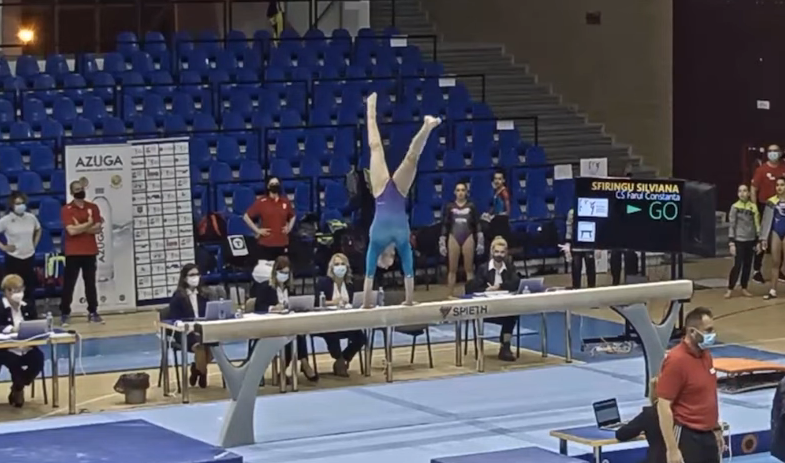 Silviana Sfiringu handstand save almost fall beam Romania ROM championships