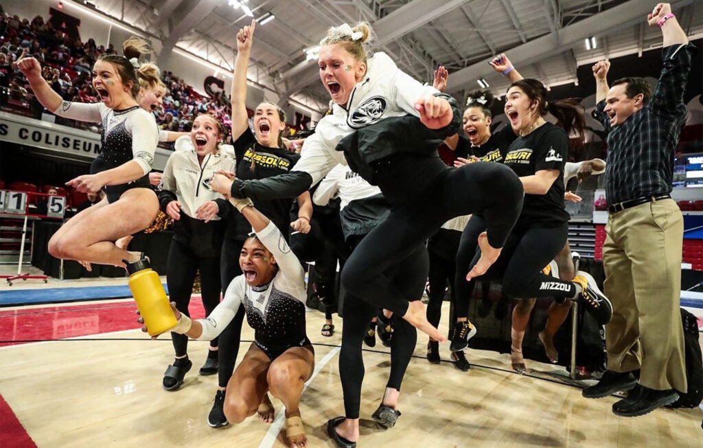 Mizzou realizing they've qualified to nationals.