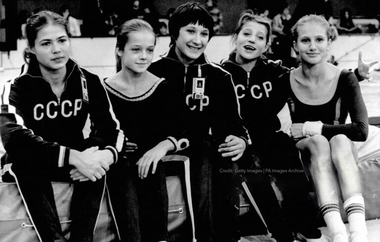 Gymnastics - World Championships - Wembley Pool (L-R) The USSR women's team: Lyudmila Tourischeva, Olga Koval, Elvira Saddi, Olga Korbut and Lidia Gorbik