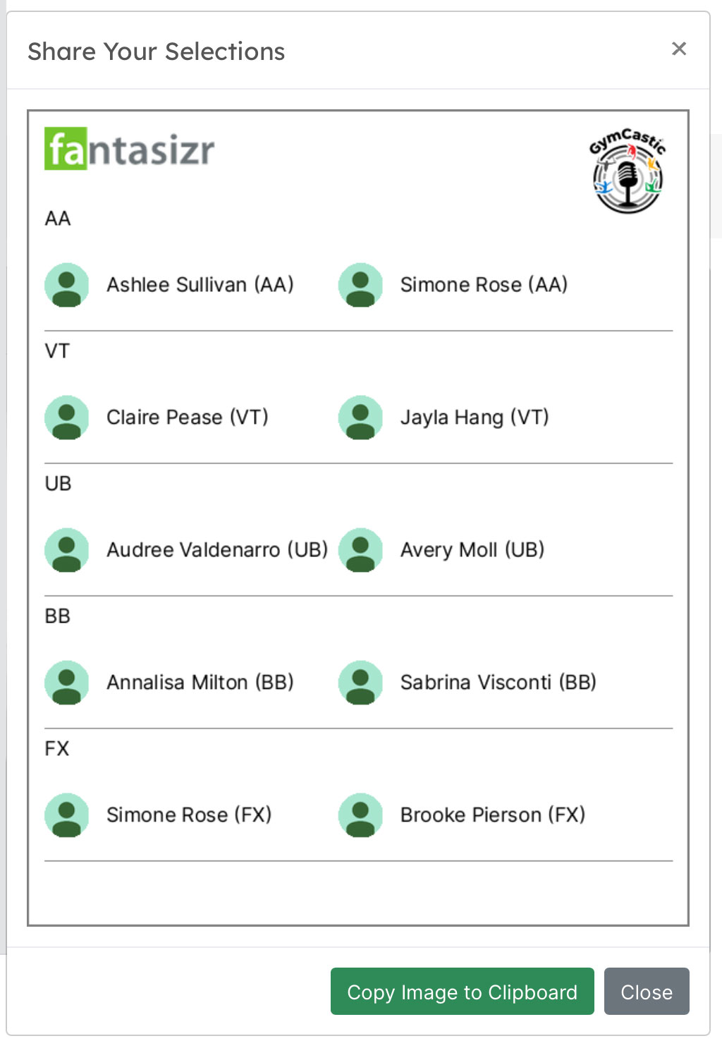 Sample Lineup Sheet